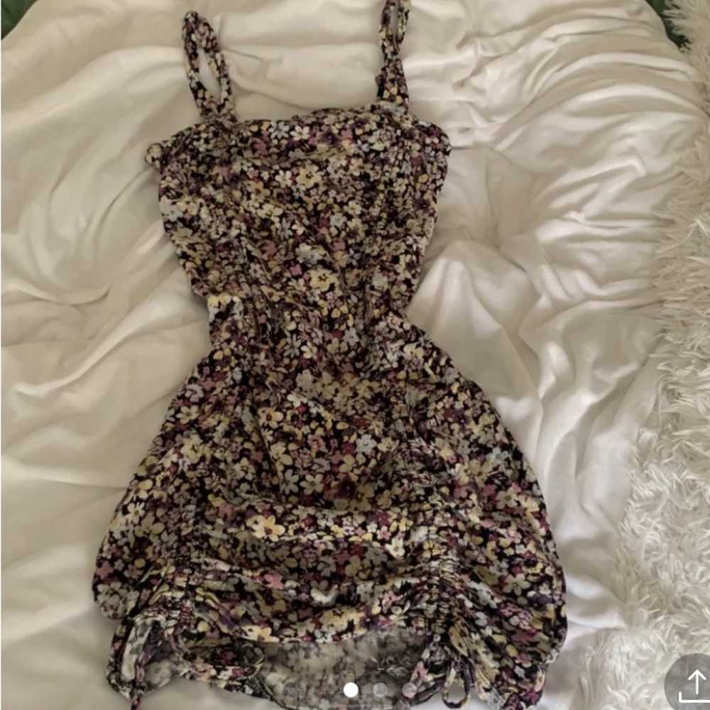 fitted dress, adjustable length, floral, spaghetti straps